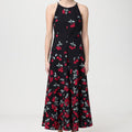 Black sleeveless spaghetti strap midi dress