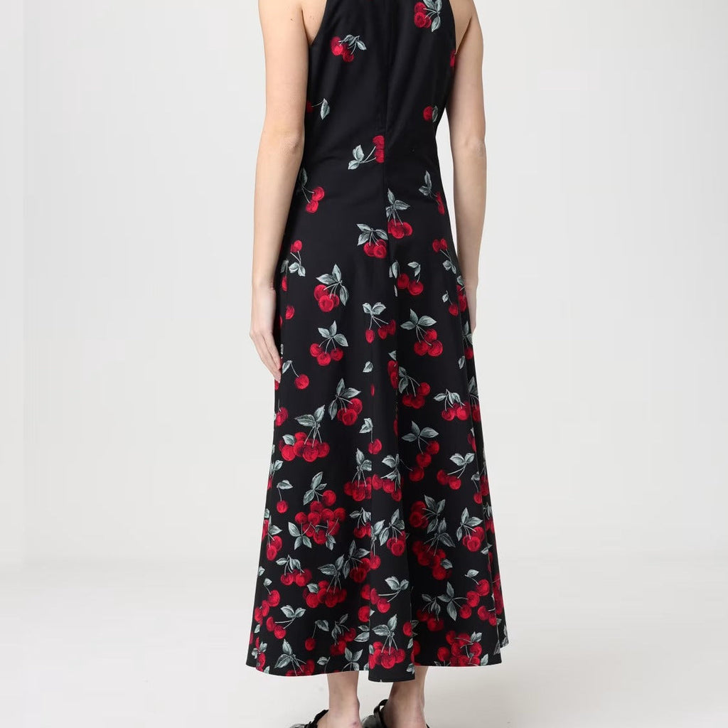 Black sleeveless spaghetti strap midi dress