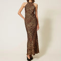 Halter floral fitted mermaid maxi dress