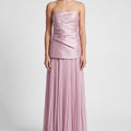 Pink layered pleated midi dress
